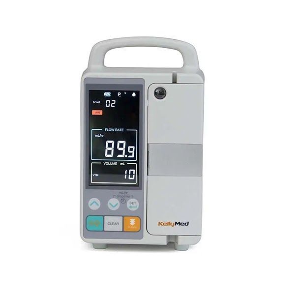 Volumetric infusion pump on a ward IV stand in Kenya