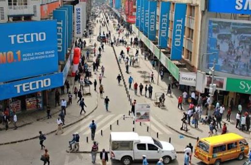Luthuli Avenue from above, looking along the length of the street