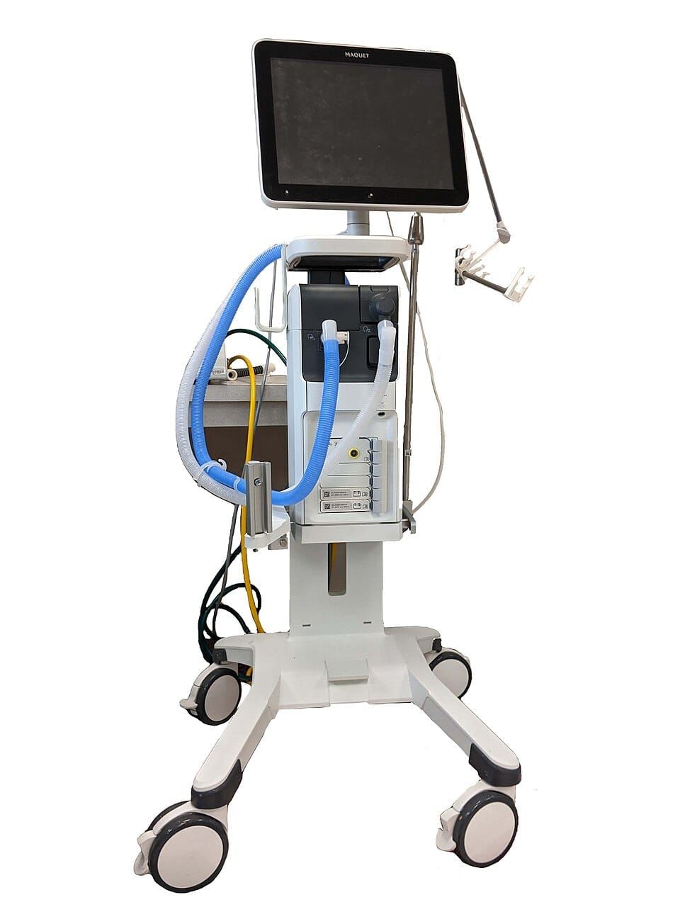 Ventilator alongside anaesthesia machines in a Kenyan theatre
